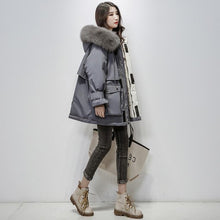 Load image into Gallery viewer, Fitaylor Large Natural Fox Fur Hooded Winter Jacket
