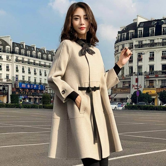 2020 autumn leaves new and lovely long cloak wool coat