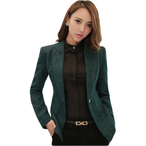 Women Notched Collar Blazer With Slanted Pocket New Fall Winter